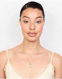 Lovisa - Waterproof Gold Plated Stainless Steel Freshwater Pearl Molten Hoop Pendant Necklace