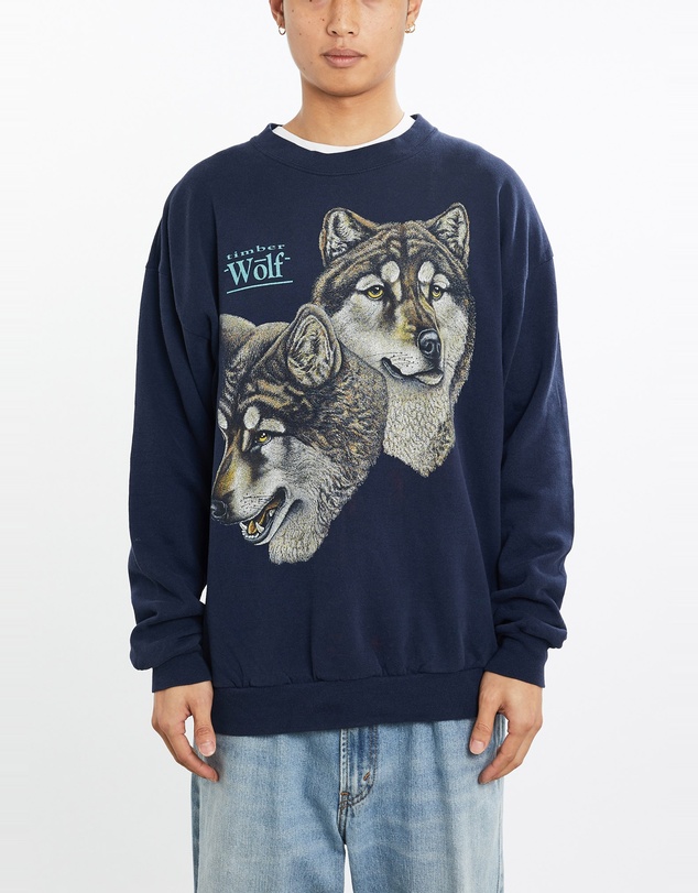 Vintage by The Real Deal - Pre Loved - Vintage 90s Timber Wolf Wildlife Sweatshirt