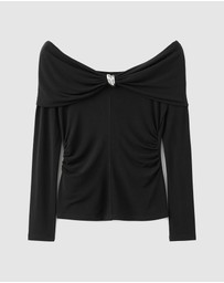 M.N.G - Strapless T-Shirt With Metallic Detail