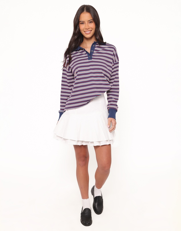 Petal & Pup - Beau Long Sleeve Jersey Top - Navy Stripe