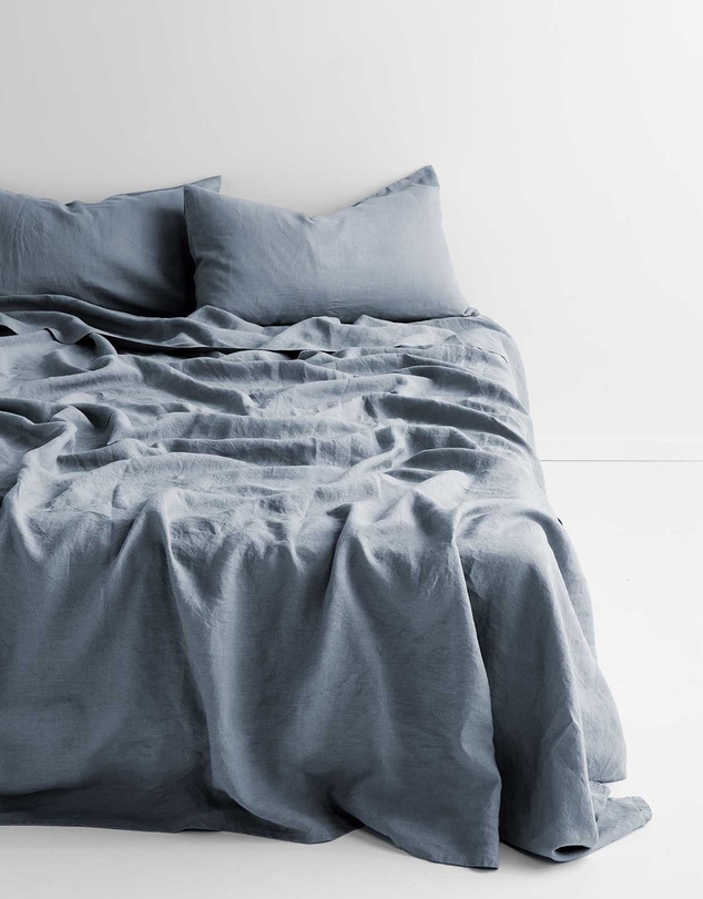 Aura Home - Evie Stonewash Organic Cotton Sheet Set in Denim