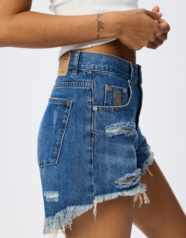 ONE TEASPOON - Truckers Mid Waist Relaxed Shorts - ICONIC EXCLUSIVE