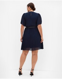 City Chic - Plus size Newberry Street Pleat Dress - navy