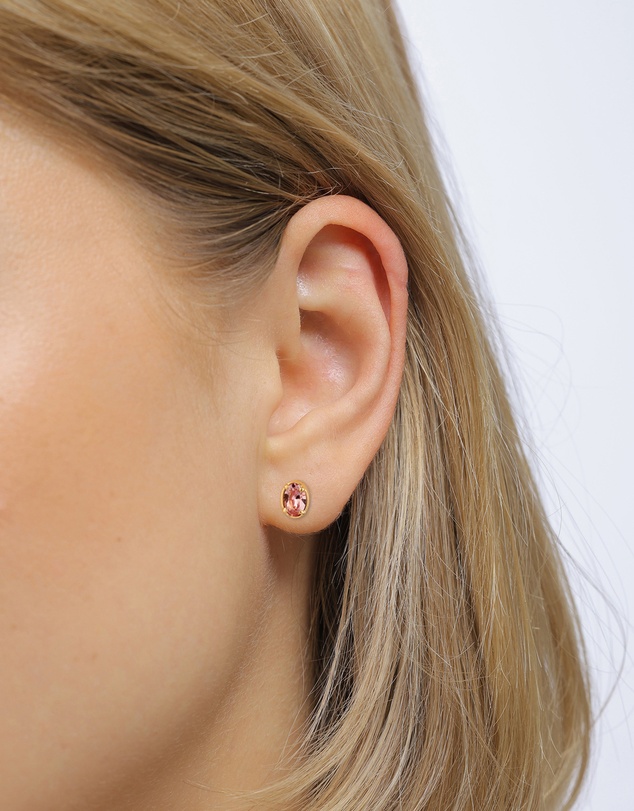 Elli Jewelry - Crystal Oval Stud Earrings in Gold-Plated 925 Silver