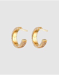 Elli Jewelry - Earrings Sparkling Crystal Creoles 925 Sterling Silver Gold-Plated