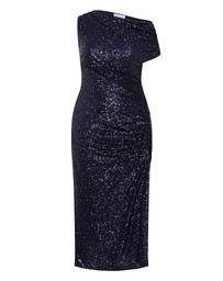 City Chic - Plus size Sequin Star Off Shoulder Maxi Dress - navy