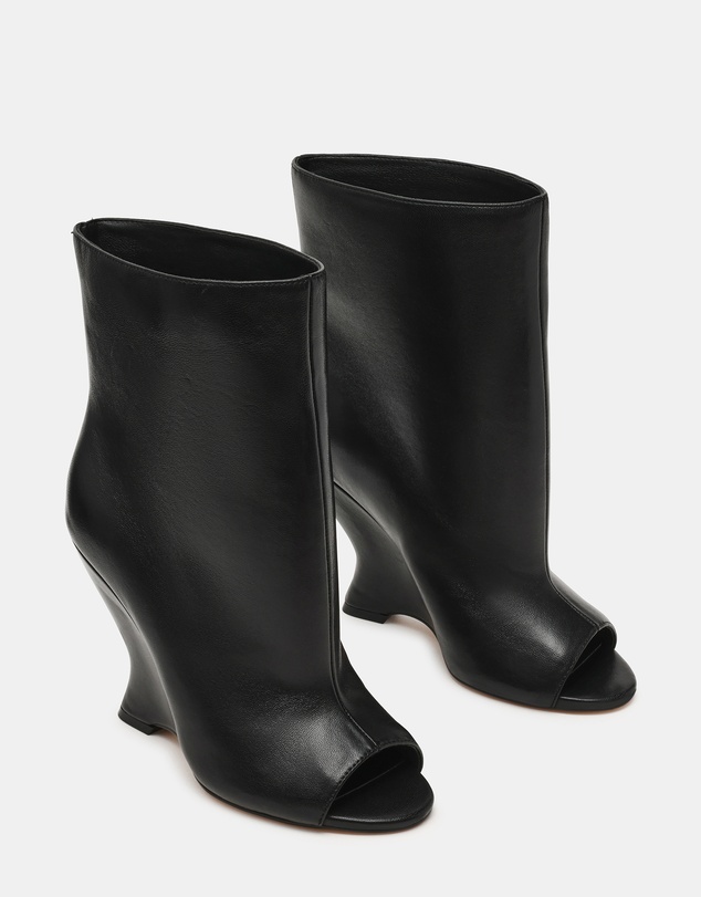 Steve Madden - Relix Black Leather Wedge Booties