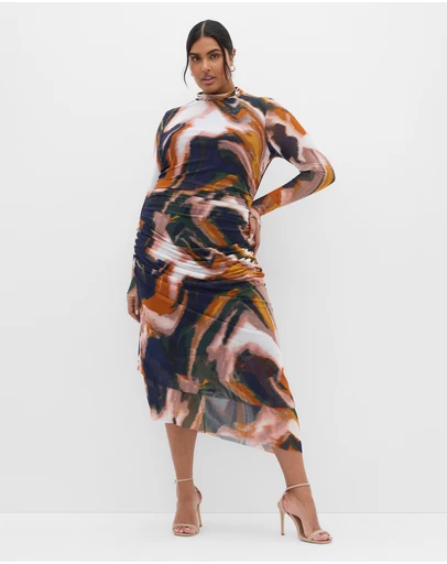 City Chic - Zia Print Ruched Dress
