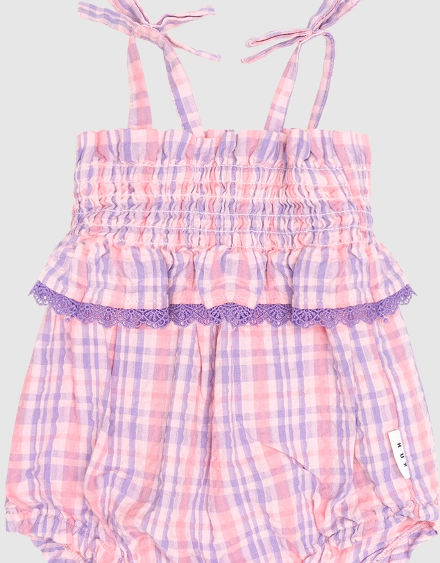 Huxbaby - Tropical Check Tie Romper - Babies