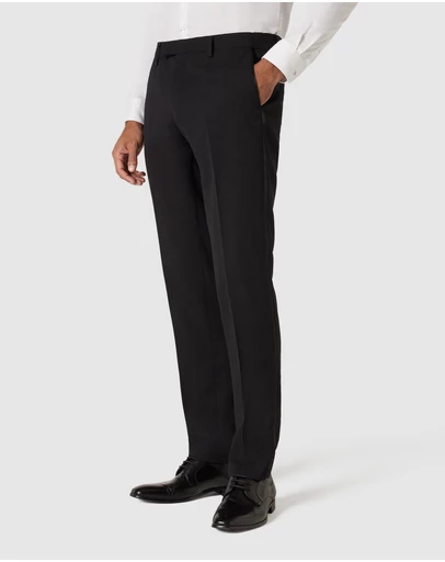Politix - Slim Fit Premium Wool Silk Tuxedo Pant With Satin Side Stripe