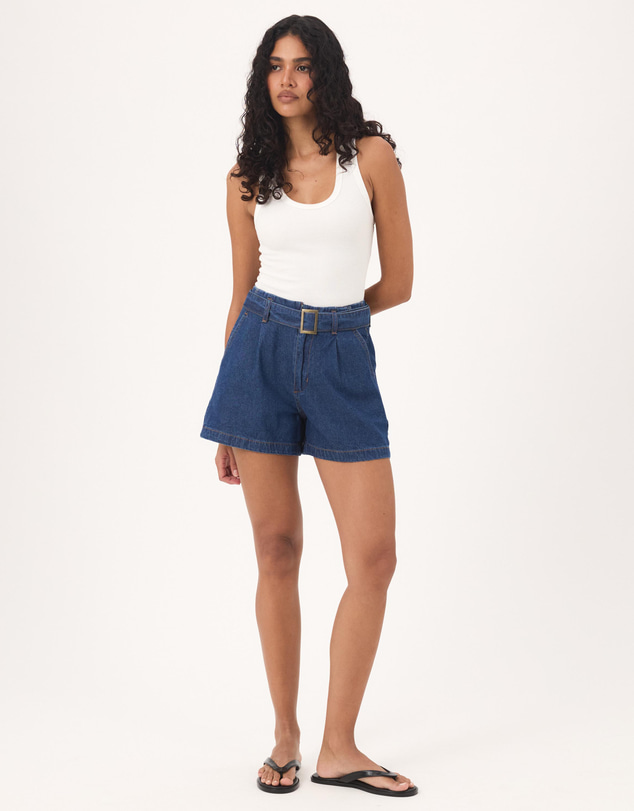 Atmos&Here - Paige Chambray Denim Belt Detail Shorts
