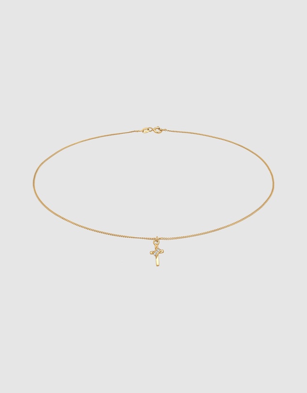 Elli Jewelry - Crystal Cross Choker Necklace in Gold-Plated 925 Silver