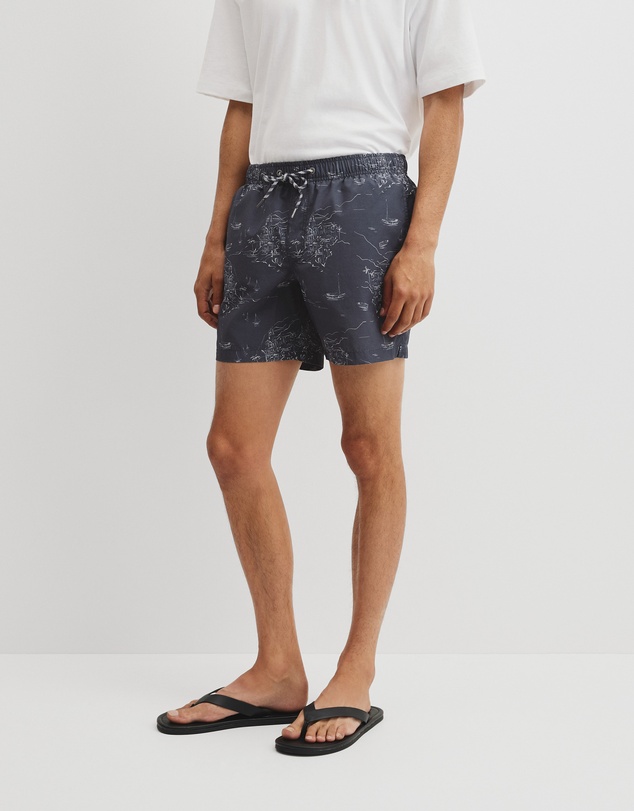 Country Road - Coastline Print Swim Straight Short