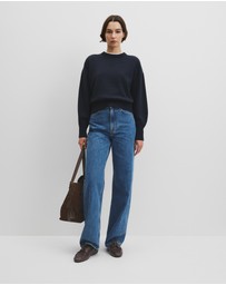 Country Road - Organically Grown Cotton Blend Crop Crew Neck Knit
