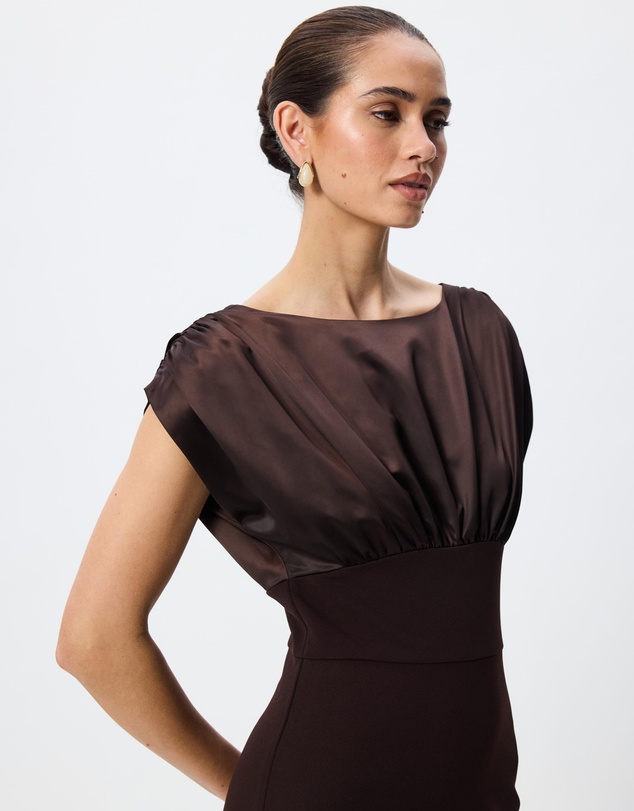 Tussah - Imogen Boat Neck Satin Maxi Dress
