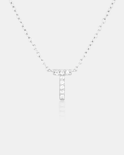 The Silver Collective - A-Z Letter Necklace Silver - T