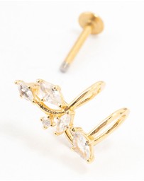 Lovisa - Gold Plated Surgical Steel Marquise Round Flat Back