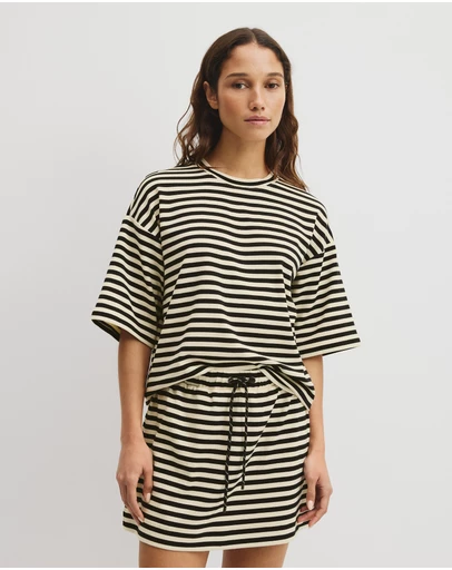 Country Road - Australian Cotton Blend Stripe Boxy T-shirt