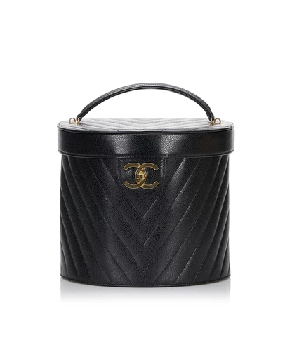 Pre-Loved by Azura Reborn - Pre-Loved Chanel Chevron Leather Vanity Case