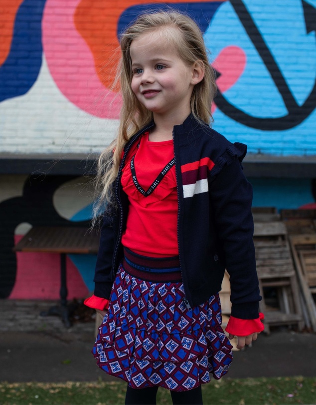 Quapi - Keona Zip Cardigan with Ruffles - Kids-Teens