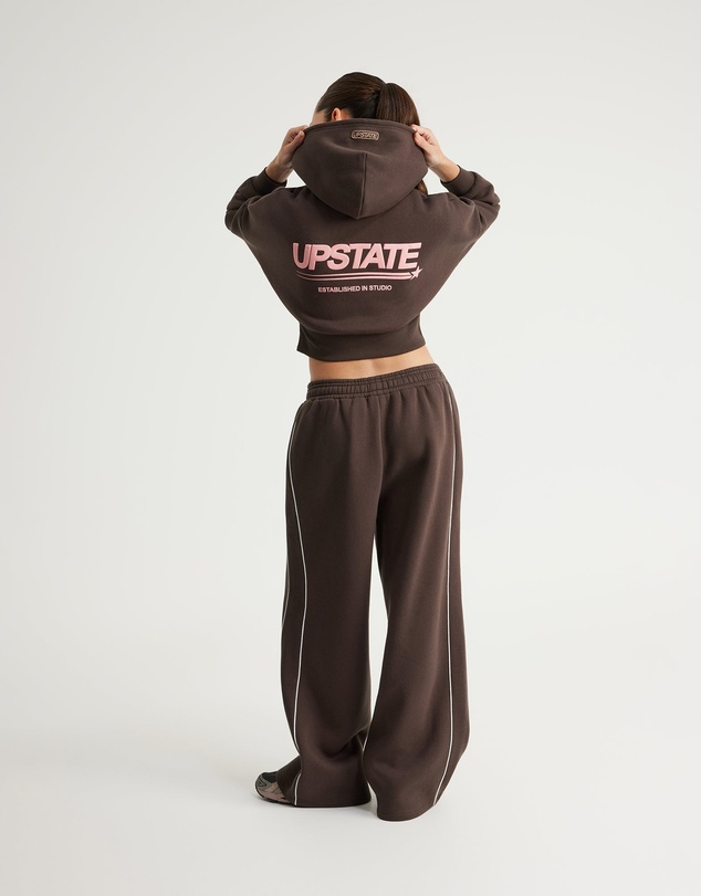 Upstate - Cropped Zip Thru Hoodie - Espresso