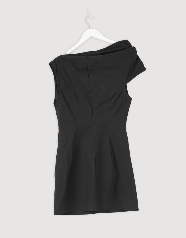 Revibe - Repaired Bassike Crushed Cotton Shoulder Dress - AU 2