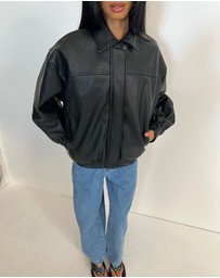 Dazie - Cool Nights Oversized Pebbled Leather Look Jacket