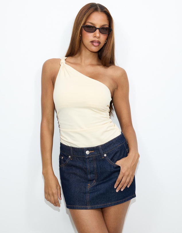 Dazie - Sandstone One Shoulder Tank Top