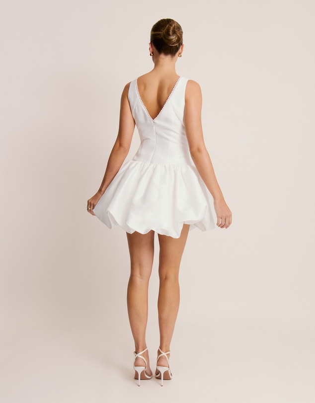 Six Stories - Pearl Trim Bubble Hem Mini Dress