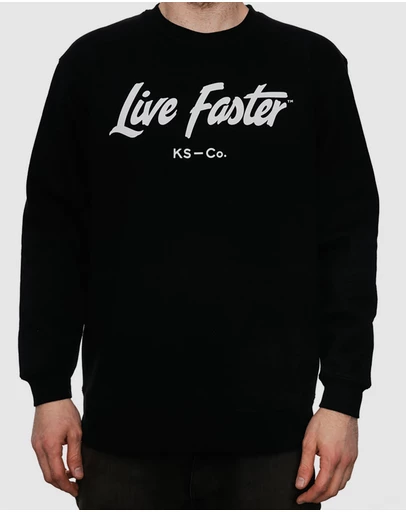 Killer Speed Co. - Killer Speed Co. Men Live Faster Crew Neck Regular Fit Jumper Black 