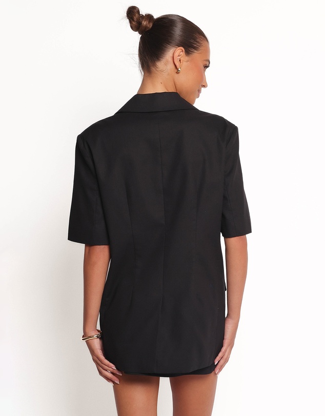 Petal & Pup - Brielle Short Sleeve Blazer Top - Black
