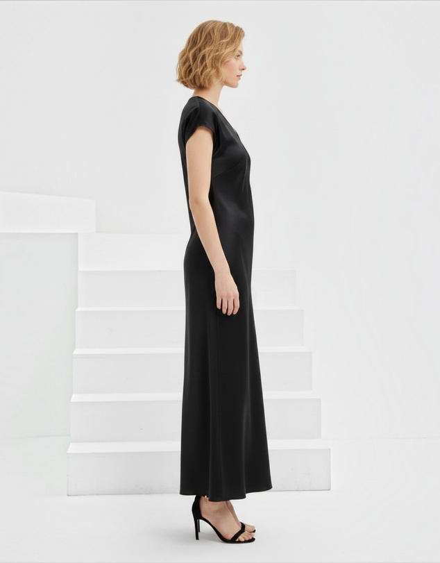 Mossée - Juliette V Neck Silk Dress