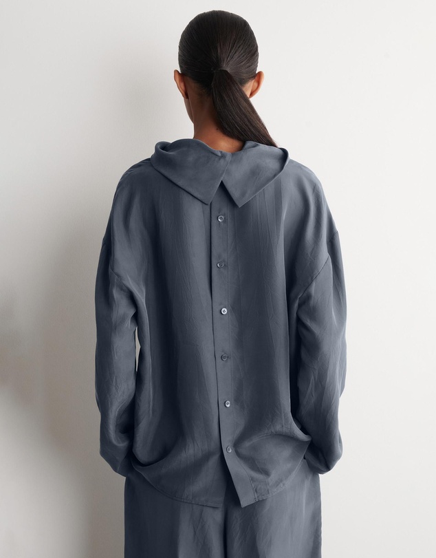 COS - Crinkled-Silk Funnel-Neck Top