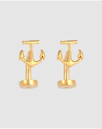 Kuzzoi - ICONIC EXCLUSIVE - Cufflinks Anchor Symbol Maritime in 925 Sterling Silver Gold Plated