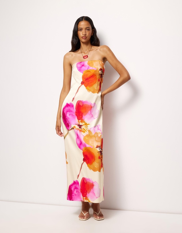 AERE - Fiora Structured Satin Maxi Dress