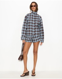 Dazie - Isla Funnel Neck Check Bomber Jacket
