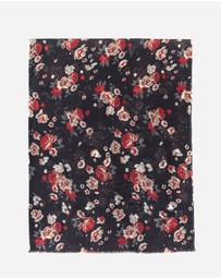 Ozwear Connection Uggs - 100% Australian Wool Print Scarf Black Floral