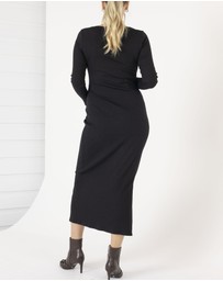 Angel Maternity - Essential Ribbed Maternity Maxi Dress – Black