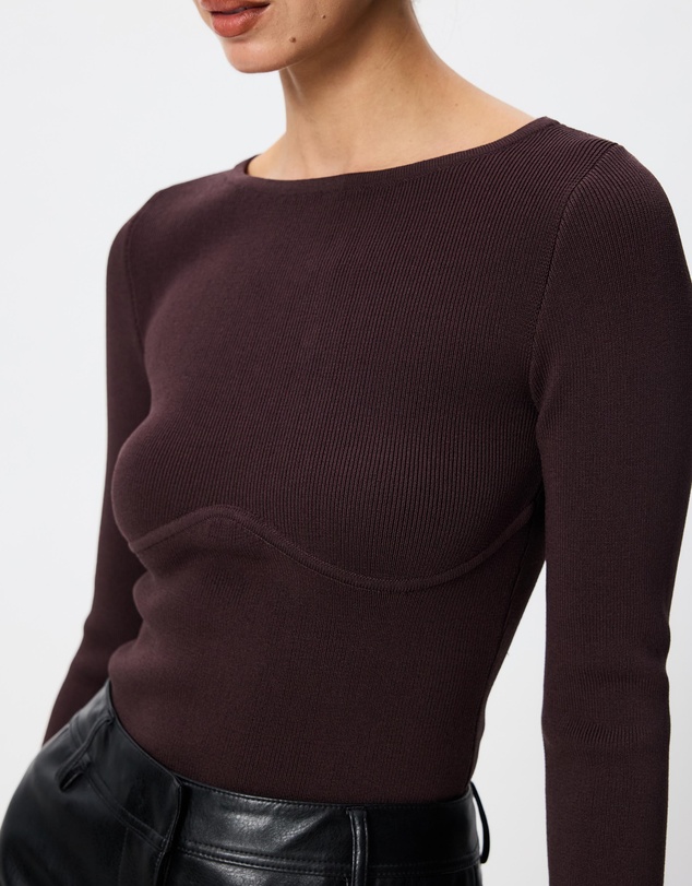 Tussah - Gabrielle Crew Neck Long Sleeve Compact Knit Top