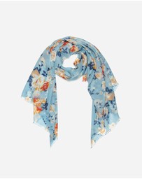 Ozwear Connection Uggs - 100% Australian Wool Print Scarf Blue