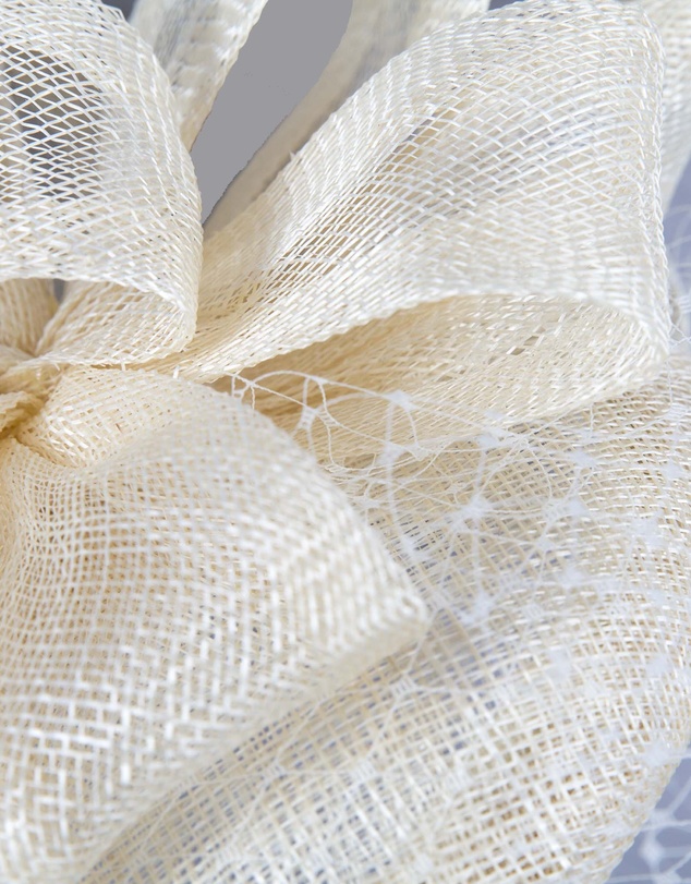 Max Alexander - Sinamay Cream Veil Fascinator