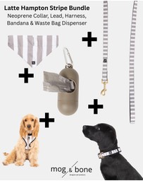 Mog & Bone - Neoprene Dog Bundle- Latte Hampton Stripe