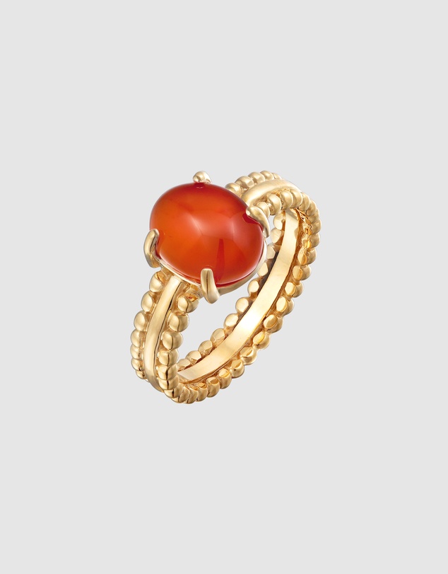 Elli Jewelry - Dotted Cornelian Ring in Gold-Plated 925 Silver