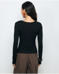 AERE - Sara Long Sleeve Rib Top