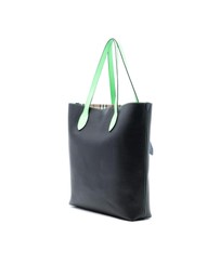 Pre-Loved by Azura Reborn - Pre-Loved Grained Leather and Haymarket Check Coated Canvas Reversible North South Tote