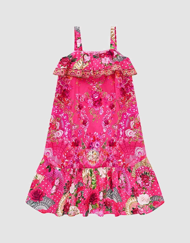 Camilla - Frilled Wide Strap High Low Dress - Kids-Teens