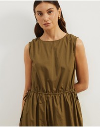 Atmos&Here - Cora Drawstring Poplin Midi Dress