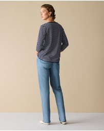 Trenery - Cotton Stripe 3/4 Sleeve T-shirt in Night Sky