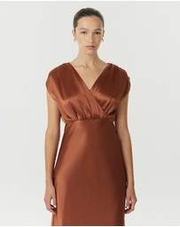 Third Form - Satin Cross Over Gather Dress