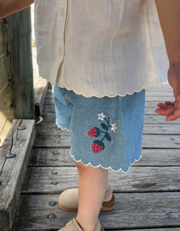 Purebaby - Scalloped Denim Shorts- Kids-Babies